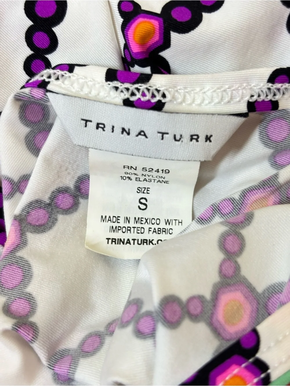 Trina Turk Kon Tiki White Tunic Stretch Jersey Cover Up Dress, Small, vacation